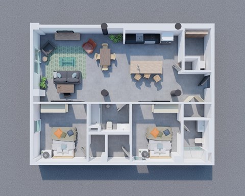 Floor plan for 2 beds, 2 baths, 1191 sqft